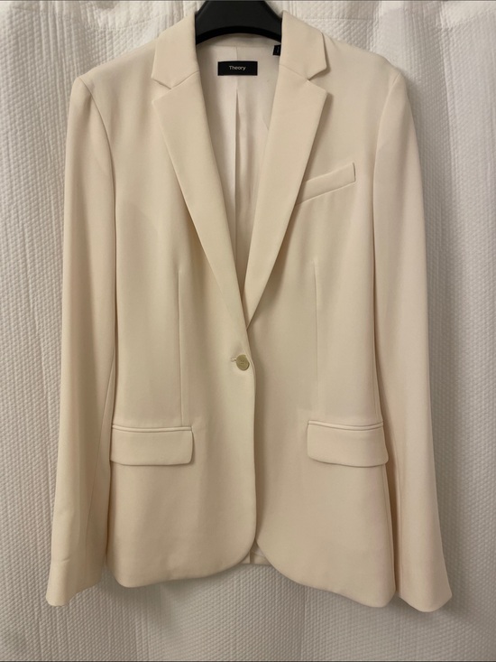 Theory Jackets & Blazers - Theory Cream Single-Button Notch-Lapel Blazer